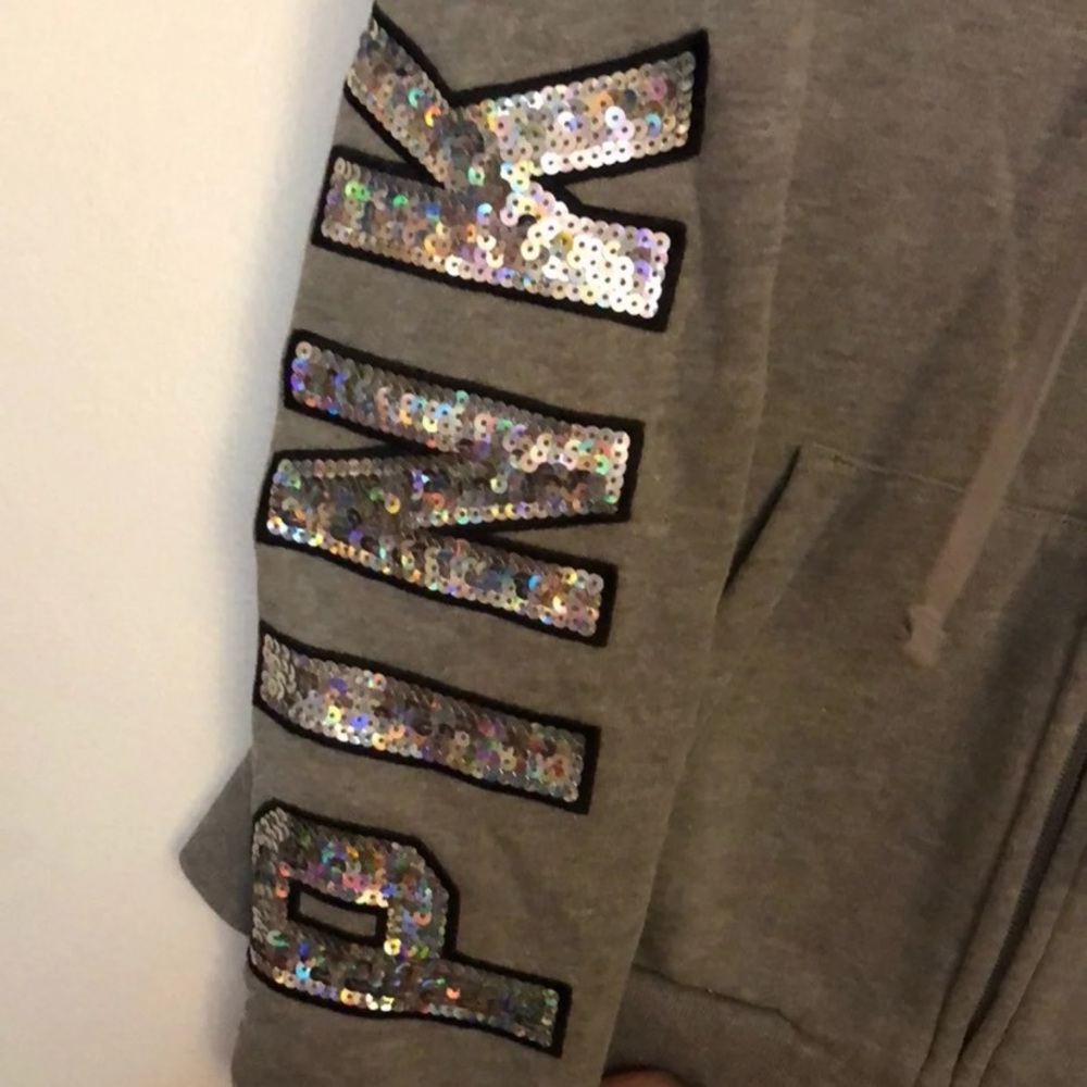 VICTORIA SECRET PINK FULL ZIP BLING HOODIE